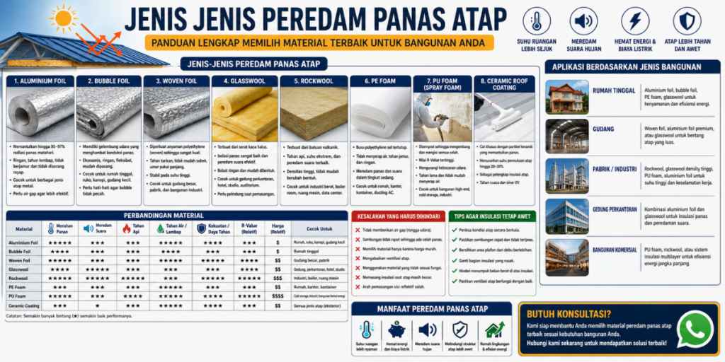 Jenis Jenis Peredam Panas Atap